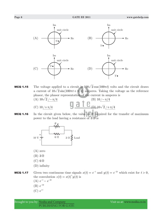 Gate ee 2011 with solutions