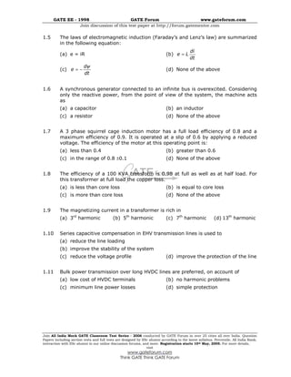 Gate ee previous year papers 1992 2010 | PDF