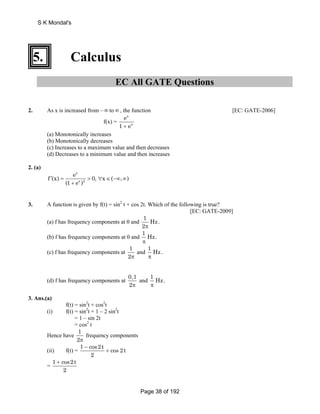 Gate Math Questions Gate mathematics chapter wise all gate questions of all branch | PDF