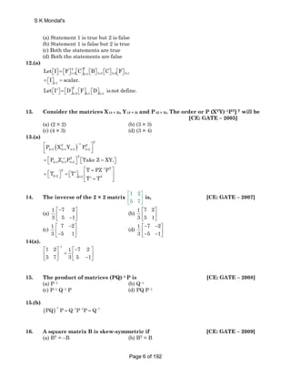 Gate Math Questions Gate mathematics chapter wise all gate questions of all branch | PDF