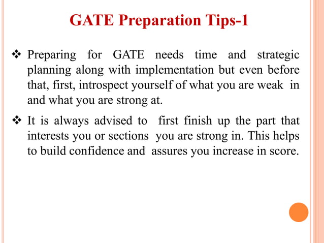 GATE Exam preparation strategy | PPTX | Postgraduate Education ...
