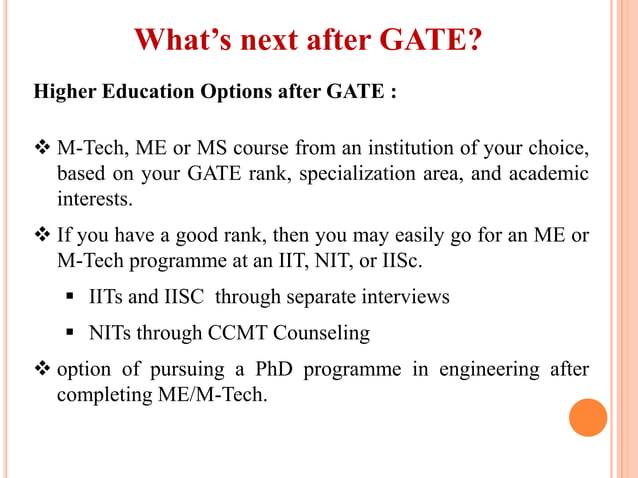 GATE Exam preparation strategy | PPTX | Postgraduate Education ...