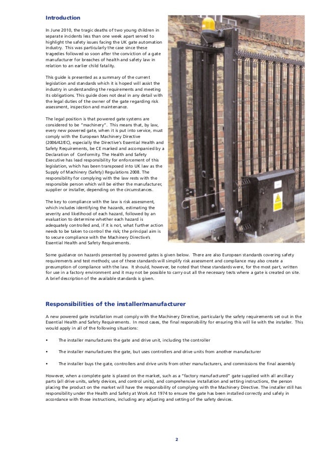 Automatic Gate Safety Legislation and Standards