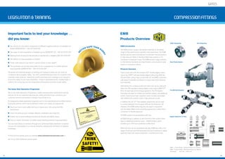GATES 
EMB 
Products Overview 
Compression Fittings 
 
Legislation  Training 
Important facts to test your knowledge … 
did you know: 
n You cannot mix and match components of different suppliers that are not validated nor 
tested (2006/42/EC – ISO 4413/2010)? 
n The repair of hose assemblies is forbidden by law (2006/42/ EC – ISO 4413/2010)? 
n Marking hoses, showing the day and year of manufacture, is obligatory (ISO 4413/2010)? 
n The lifetime of hose assemblies is limited? 
n Fluids under pressure can result in serious injuries or even death? 
n The assembler can be held responsible for the consequences of a failed hydraulic 
hose assembly (2006/42/EC – ISO 4413/2010)? 
The power and potential dangers of working with hydraulics mean you can never be 
complacent about people’s safety. You can’t underestimate the power of a hydraulic hose 
assembly under pressure. Having the world’s best hoses and couplings is not enough to 
ensure Font Size the safety 8 
of your hose assemblies. If they’re assembled poorly, installed badly or 
stored in the wrong way you can compromise performance and even human safety. 
The Gates Safe Hydraulics Programme 
We run the Safe Hydraulics Programme, a safety and preventive maintenance training 
seminar, for all our customers because your safety and that of your workforce, your 
customers and the environment is always a top priority for us. 
It’s designed by Gates application engineers and run by experienced and certified trainers. 
During the seminar, which can be tailored to match your needs, our experts will: 
n Teach you how to work safely and how to reduce your risks and protect the 
environment 
n Cover the entire process: storage, selection, installation and inspection 
n Explain how to avoid material and personal hazards and liability issues 
n Give you expert information on safety issues affecting hydraulic hose assemblies 
You can book places on seminars through your authorised Gates distributor or partner 
and you can send people to us from all industries, backgrounds and levels of hydraulic 
knowledge. 
To find out more please go to our website www.safehydraulicseurope.com or 
ask for our Safe Hydraulics pocket guide. 
Bette r safe than sorry 
EMB Introduction 
The EMB product range is the perfect extension to the Gates 
range of high performance hydraulic hose assemblies. The EMB 
product can be used to provide port to port leak free connections 
to high pressure Steel or Stainless Steel tube systems or for 
connection to hydraulic hoses. The EMB product range conforms 
to international standards and specifications and provides a wide 
variety of connection options. 
Products Overview 
Tube to tube with both the standard DS™ double edged cutting 
ring or the DSW™ soft seal double edged cutting ring. Both the 
DS and DSW cutting rings provide both O.E and MRO customers 
with ease of assembly and feature a torque stop which prevents 
over assembly 
Alternatively the coupling bodies and tube nuts can be used with 
either the DIN standard welding Nipple or the unique EMB FS™ 
(Form  seal) tube end forming programme. The FS System 
eliminates the need for skilled and certified welders, and additional 
system cleaning and high inspection costs normally associated 
with welded tube systems used in high pressure circuits. 
In addition the JIC 37° Flare adaptor programme can be used 
to connect between the European DIN and the American JIC 
standard. The EMB bodies may also be used in conjunction 
with the Gates Metric hose coupling programmes to allow direct 
connection to flexible pipework. 
All EMB systems are guaranteed Leak free. 
All EMB fittings in addition to the Chrome 6 Free surface finish 
have an additional protection level – NANO Protect, which 
provides up to 400 hours protection to Red Rust. 
Whilst all sizes can be assembled manually, EMB also offer a full 
range of both pre and final assembly tools and machines to speed 
assembly times and reduce production / maintenance costs. 
DSW Cutting Ring DS Cutting Ring 
Double Edge 
Cutting Ring 
with Soft 
DS 
Double 
Edge 
Cutting 
Ring 
Weld Nipple Assembly 
Nano Protect System 
The DIN 2353 Standard 
Adaptor System for 37° Flare 
DIN Fitting Body 
D 
Single 
edged 
Cutting 
Ring 
DSW 
Seal 
Tube End Forming EMB FS System 
Standard 
DIN nut 
EMB – L Series Fittings Working Pressure up to 500 bar 
EMB – S series Fittings Working pressures up to 800 bar 
Size Range 6mm O.D – 42mm O.D 
12 13 
 