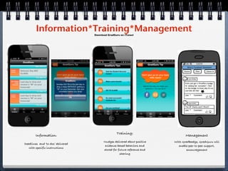 Information*Training*Management
                                   Download GradGuru on iTunes!




                                                  Training:
        Information:                                                              Management
                                         Nudges delivered about positive   With GradBadge, GradGuru will
Deadlines and ‘to-dos’ delivered
                                          evidence-based behaviors and        enable peer-to-peer support,
   with specific instructions
                                         stored for future reference and           encouragement
                                                     sharing
 