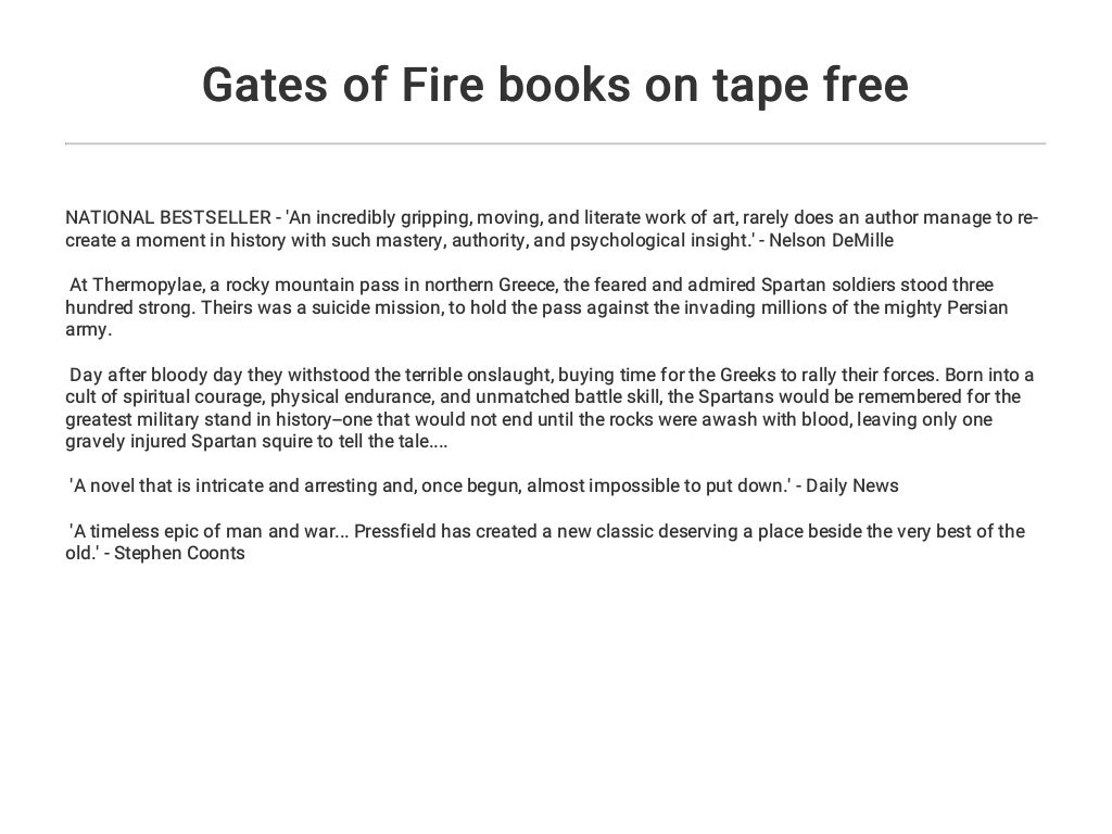 Gates Of Fire Books On Tape Free Gates of fire books on tape free