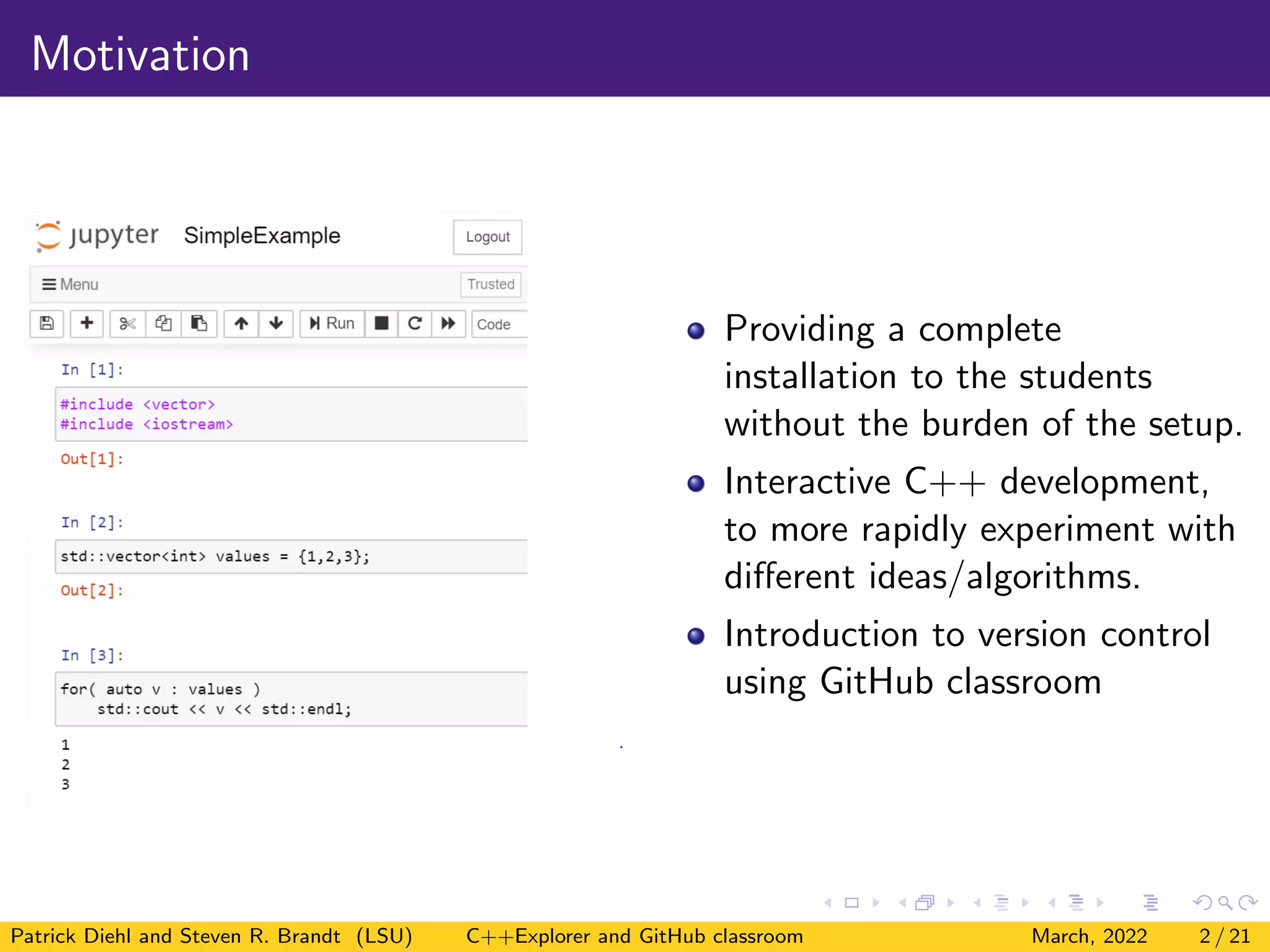 Interactive C++ code development using C++Explorer and GitHub Classroom ...
