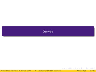 Interactive C++ code development using C++Explorer and GitHub Classroom ...
