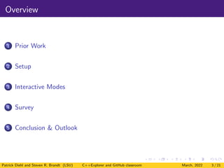 Interactive C++ code development using C++Explorer and GitHub Classroom ...