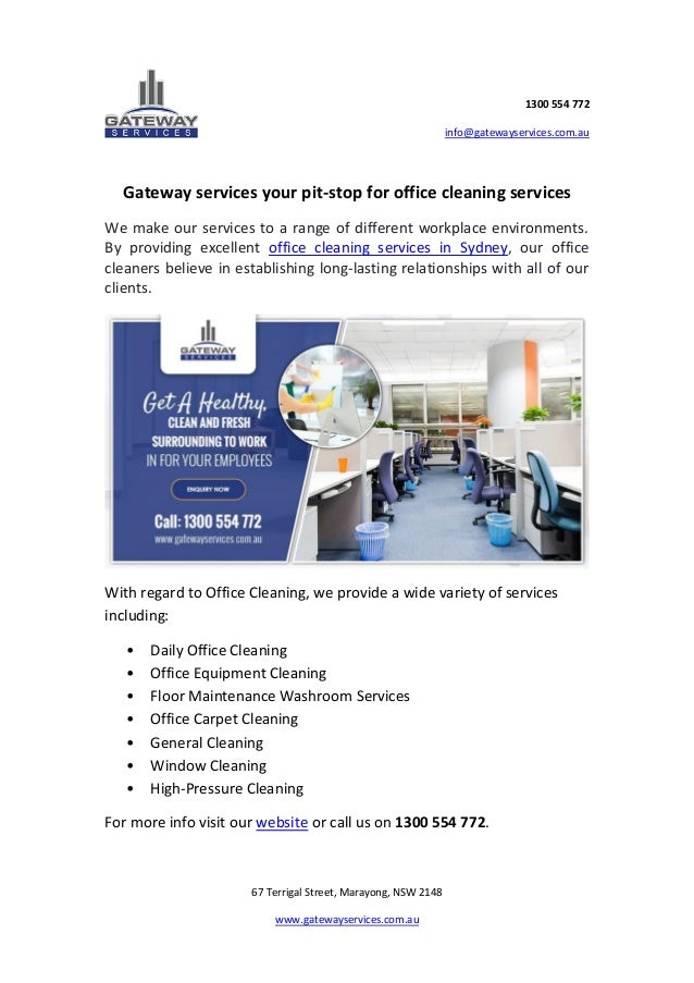 Gateway services your pitstop for office cleaning services