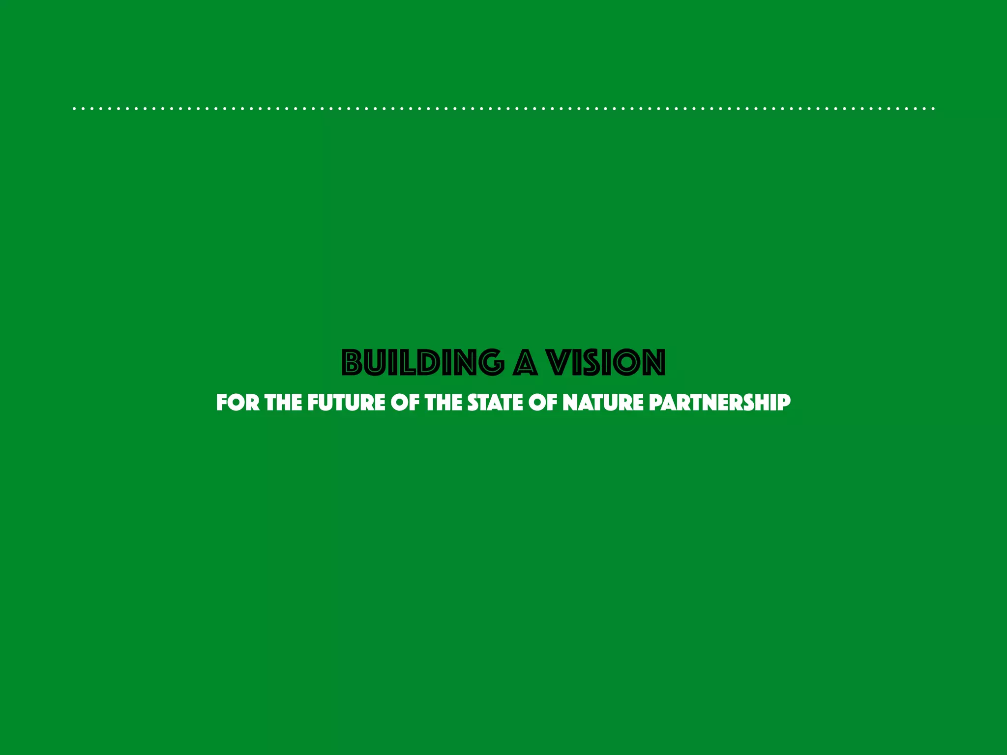 BUILDING A VISION
FOR THE FUTURE OF THE STATE OF NATURE PARTNERSHIP
 