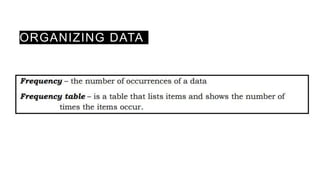 ORGANIZING DATA
 
