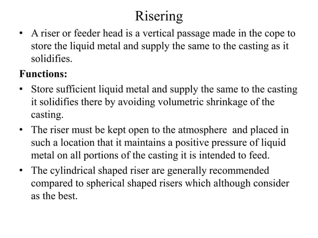 Gating and riser in casting | PPTX