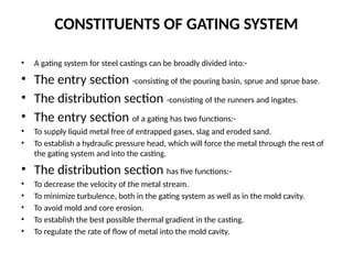 GATING SYSTEMS FOR cast STEEL castings rdso | PPTX