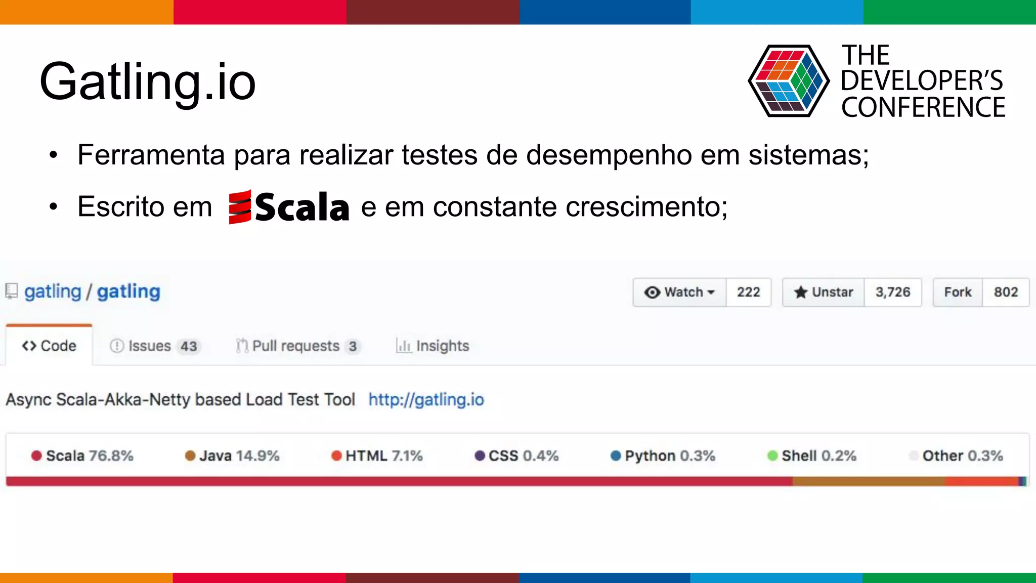 pen4education
Gatling.io
• Ferramenta para realizar testes de desempenho em sistemas;
• Escrito em e em constante crescimento;
 