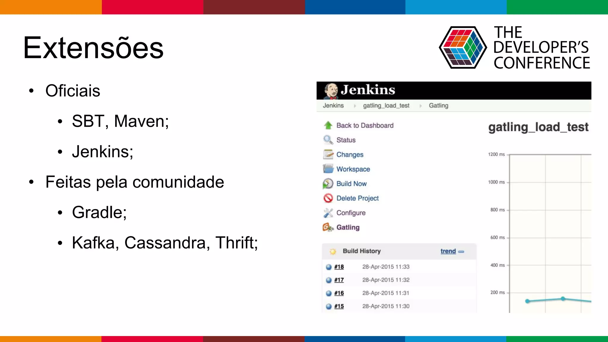 pen4education
Extensões
• Oficiais
• SBT, Maven;
• Jenkins;
• Feitas pela comunidade
• Gradle;
• Kafka, Cassandra, Thrift;
 