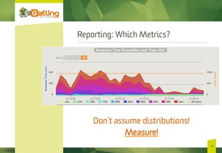 Reporting: Which Metrics?
24
Don’t assume distributions!
Measure!
 
