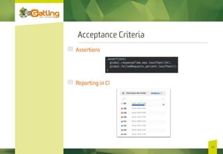 Acceptance Criteria
  A ssertions
Reporting in CI
28
 