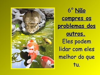 6°  Não compres os problemas dos outros.   Eles podem lidar com eles melhor do que tu . 