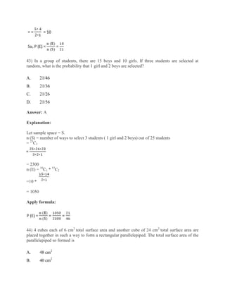 Comprehensive GAT Quantitative Ability Practice Questions and Solutions ...