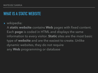 Build static websites with Gatsby.JS