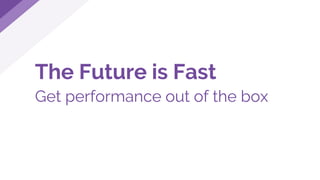 The Future is Fast
Get performance out of the box
 