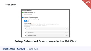 @SimoAhava | #GAUC15 | 17 June 2015
Setup Enhanced Ecommerce in the GA View
GA
 