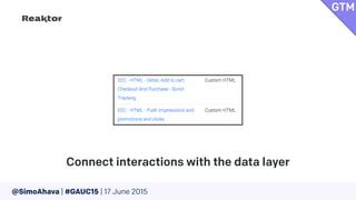 @SimoAhava | #GAUC15 | 17 June 2015
Connect interactions with the data layer
GTM
 