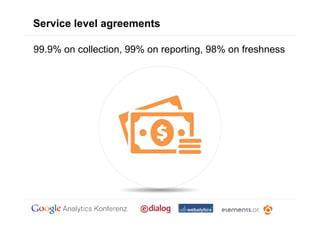 Service level agreements

99.9% on collection, 99% on reporting, 98% on freshness
 