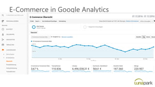 E-Commerce in Google Analytics
 