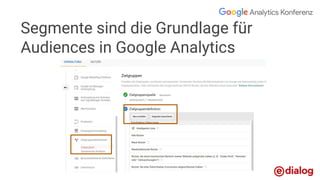 Segmente sind die Grundlage für
Audiences in Google Analytics
 