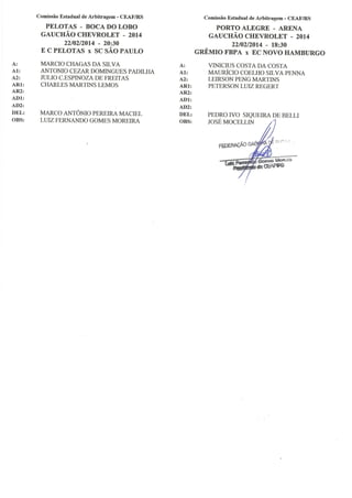 Gauchão 2014   escala de arbitragem 10ª rodada