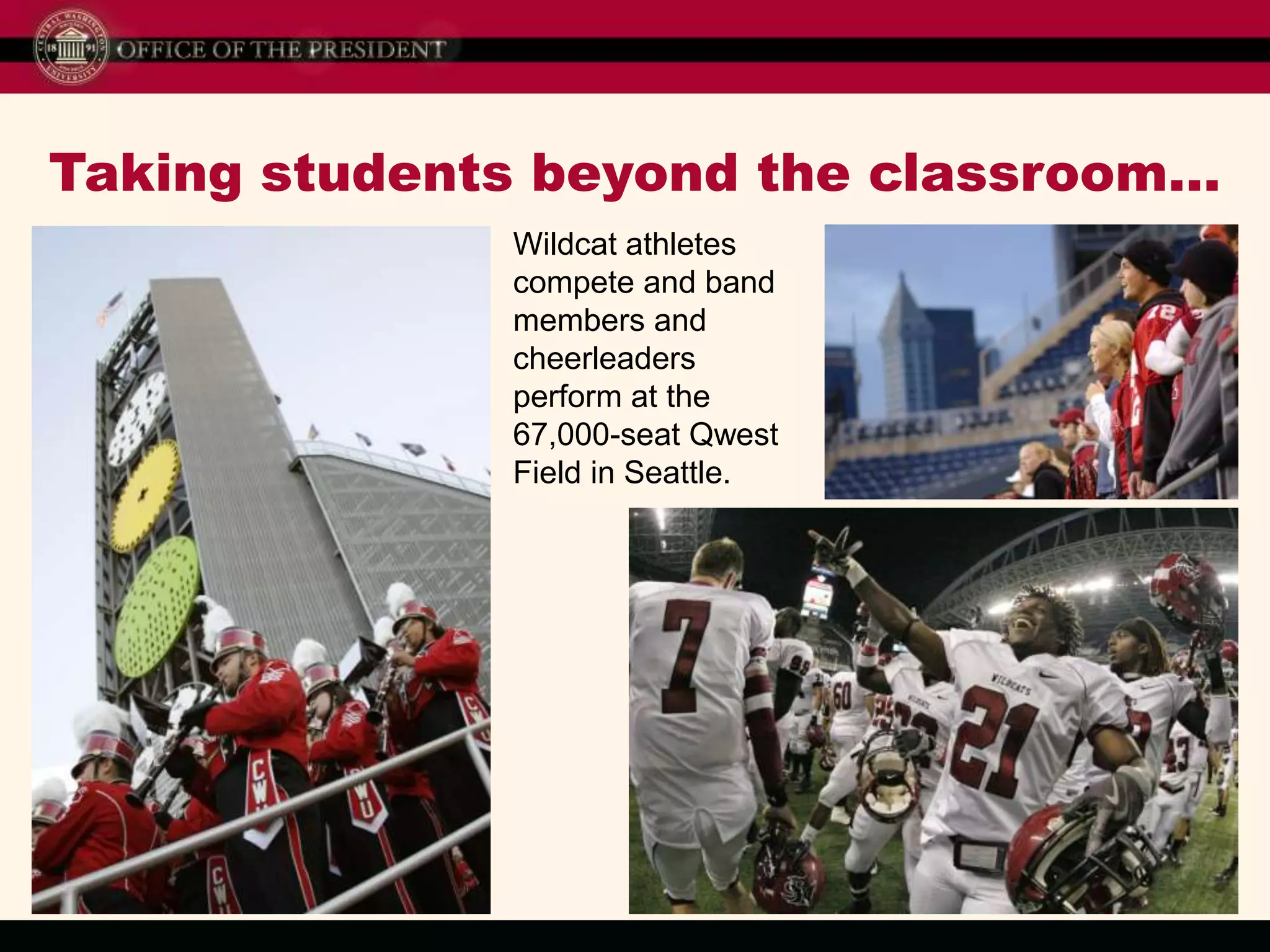  21-to-1: Student-to-faculty ratio at CWU. Small classes allow students to interact with each other and with faculty.