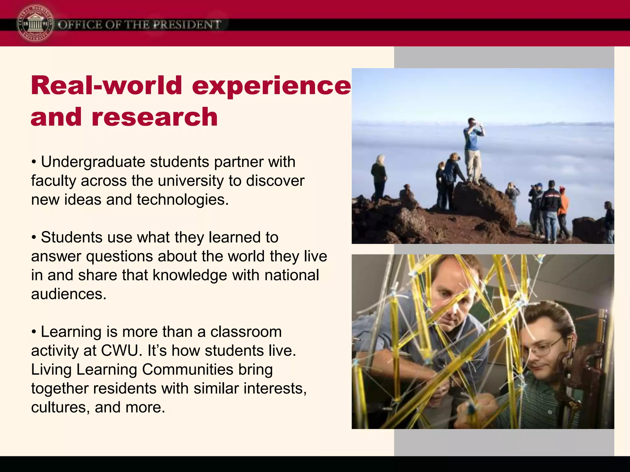 Taking students beyond the classroom…Anthropology students learn to test construction sites for historical and cultural artifacts. They used what they learned to find a woolly mammoth, 1,000-year old weapons, “string gold,” and more. 