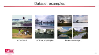 20
Dataset examples
COCO-stuff ADE20k, Cityscapes Flicker Landscape
 