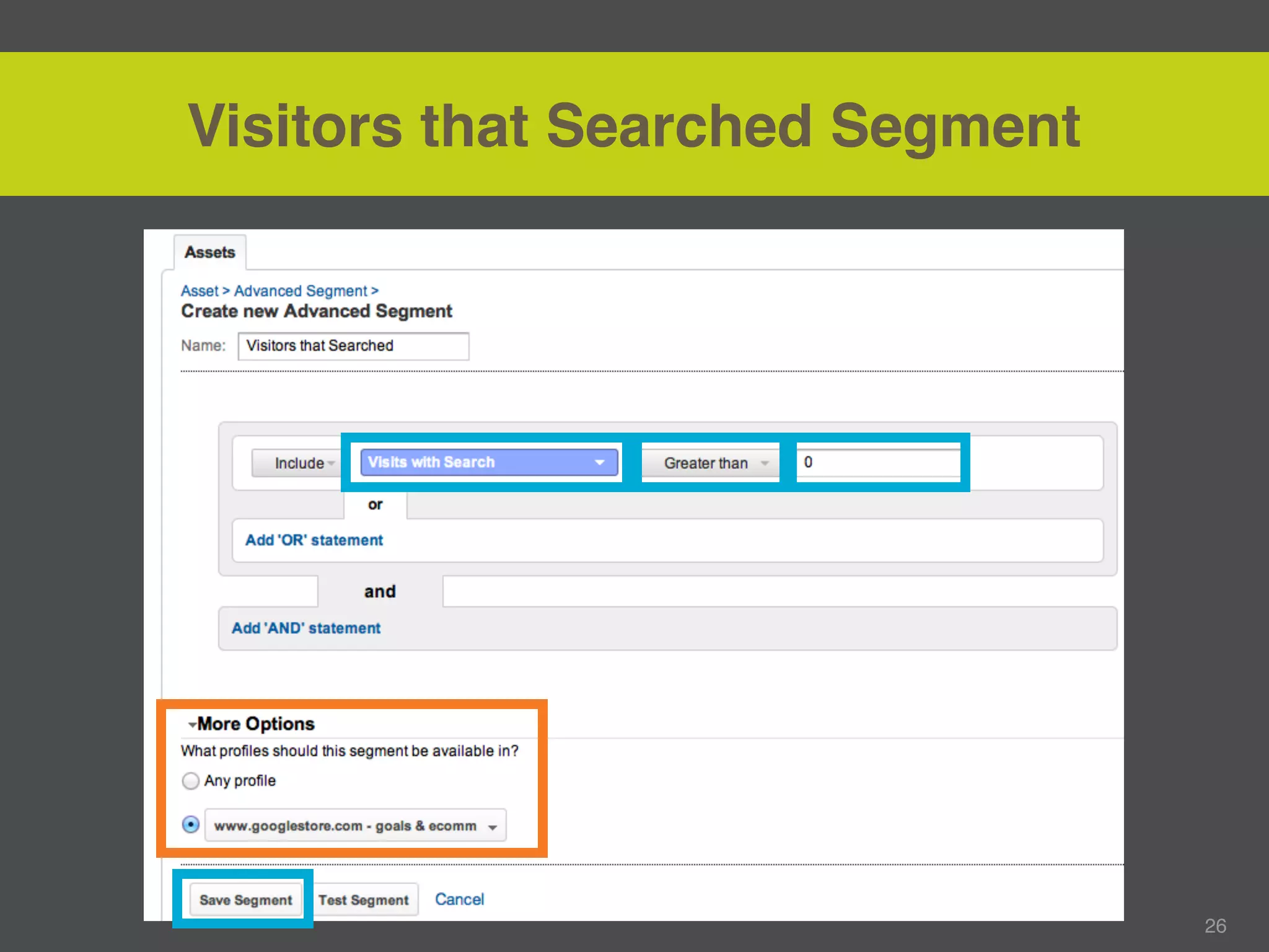 Visitors that Searched Segment




                                 26
 