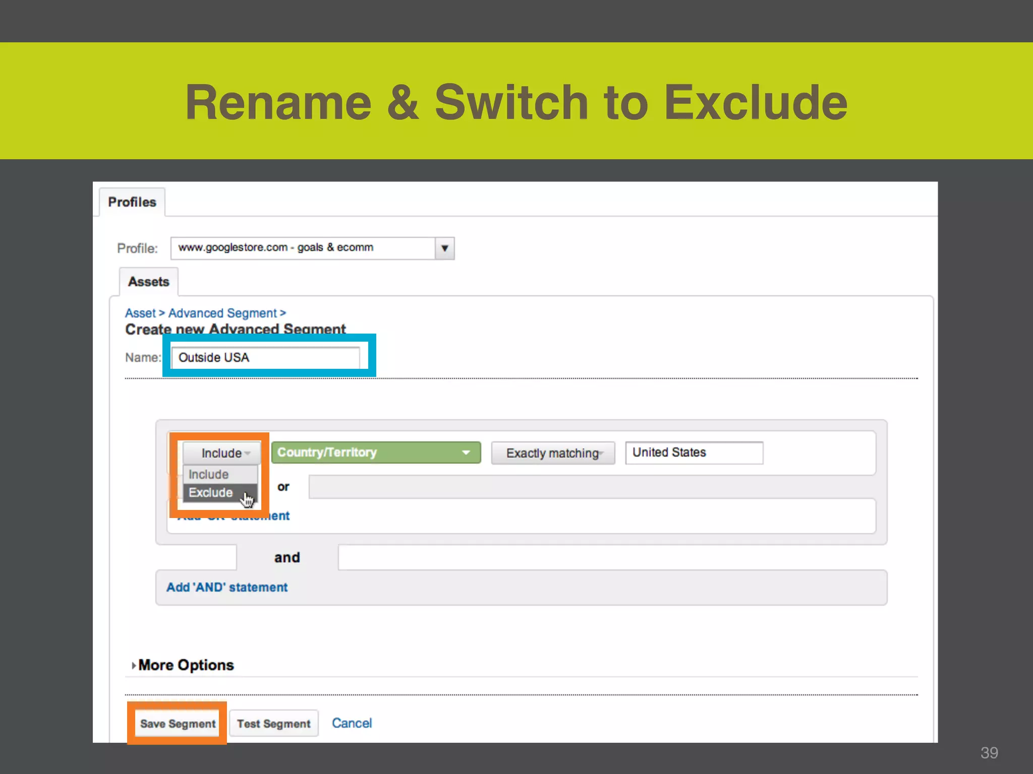 Rename & Switch to Exclude




                             39
 