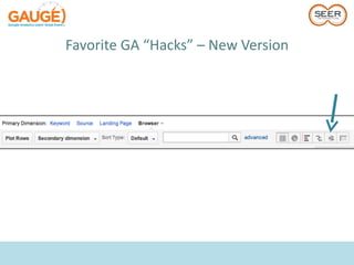Favorite GA “Hacks” – New Version
 