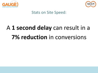 Stats on Site Speed:


A 1 second delay can result in a
  7% reduction in conversions
 