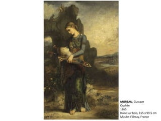 MOREAU, Gustave
Orphée
1865
Huile sur bois, 155 x 99.5 cm
Musée d'Orsay, France
 