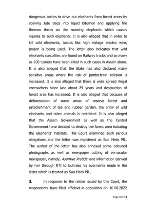 Page 3 of 12
dangerous tactics to drive out elephants from forest areas by
soaking Jute bags into liquid bitumen and apply...
