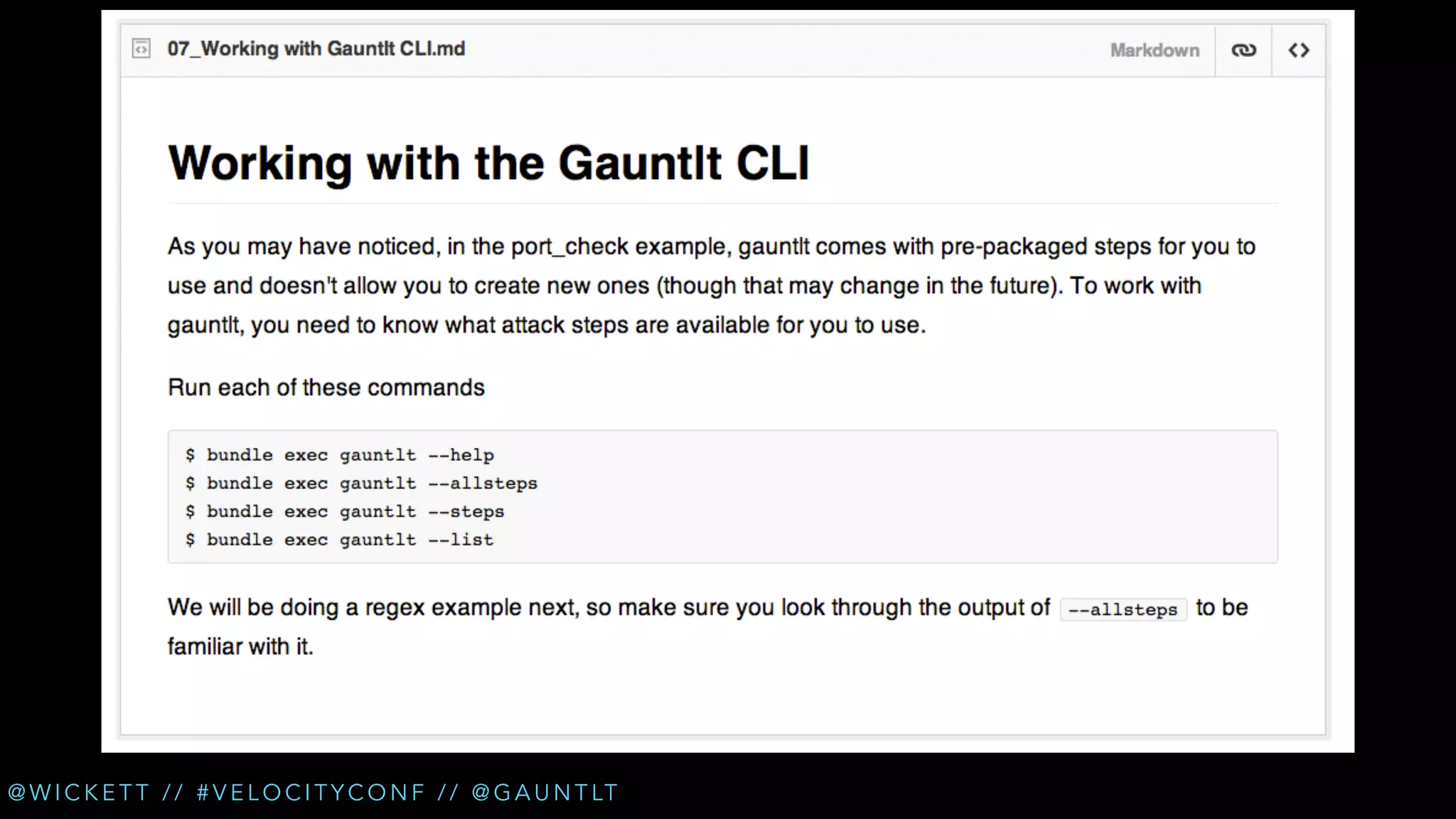 @ W I C K E T T / / # V E L O C I T Y C O N F / / @ G A U N T LT

 