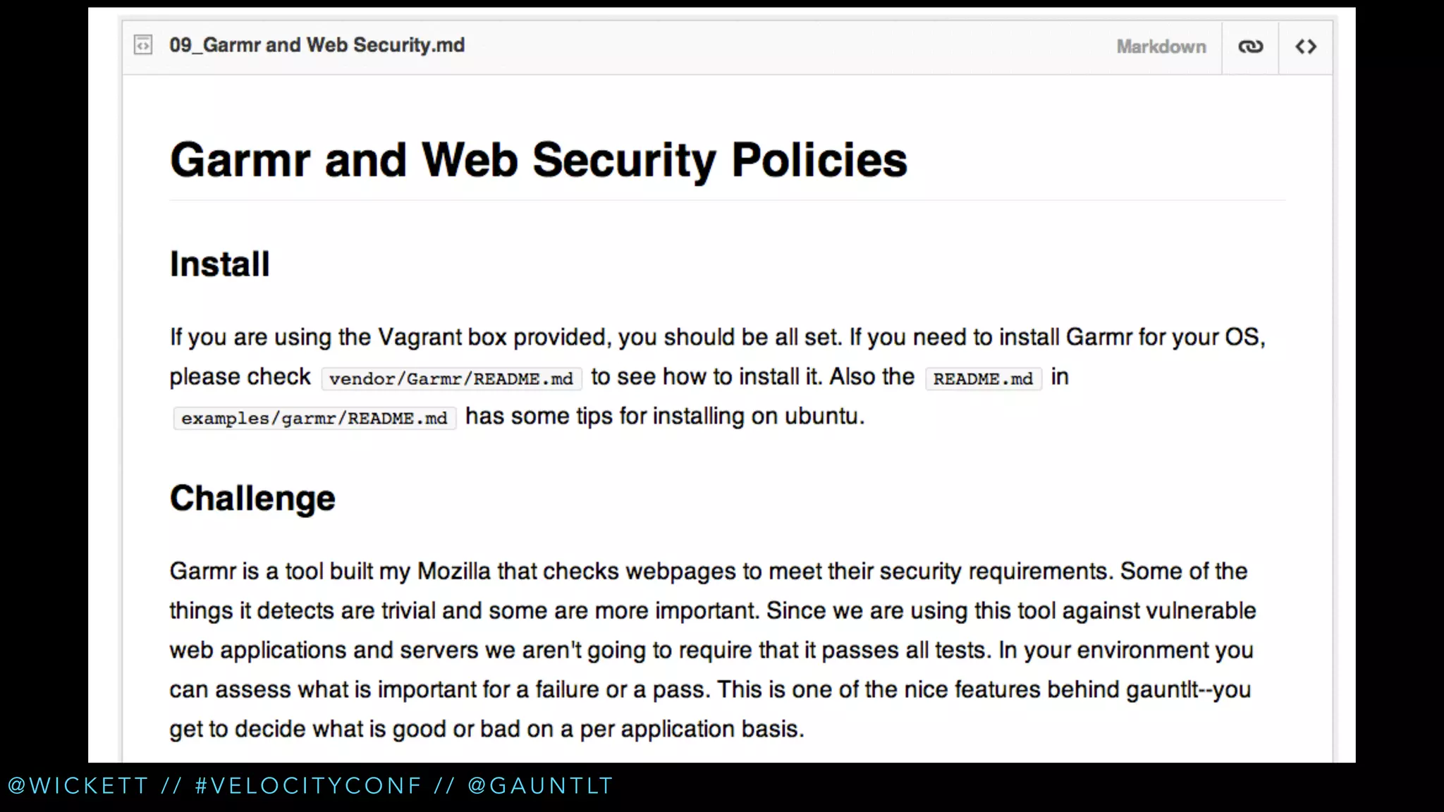 @ W I C K E T T / / # V E L O C I T Y C O N F / / @ G A U N T LT

 