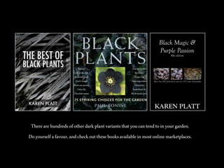 There are hundreds of other dark plant variants that you can tend to in your garden.
Do yourself a favour, and check out these books available in most online marketplaces.

 