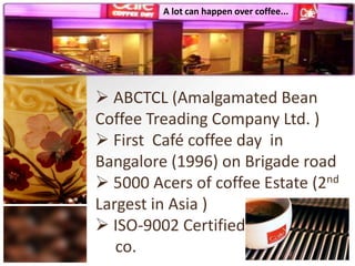  First  Café coffee day  in                                     Bangalore (1996) on Brigade road