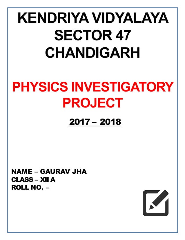 physics investigatory project for class 12th students PDF