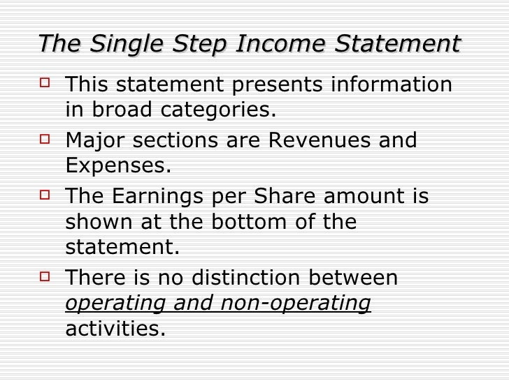 single step income statement