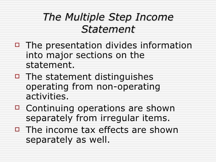 multiple step income statements