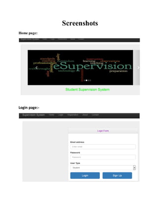 Screenshots
Home page:
Login page:-
 