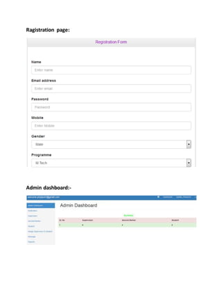 Ragistration page:
Admin dashboard:-
 